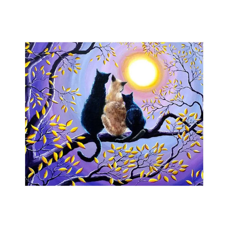 

DIY 5D Full Diamond Painting Kit Moon Cat Crystal Rhinestone Painting By Number Cross Stitch Kit Embroidery Craft Home Decor