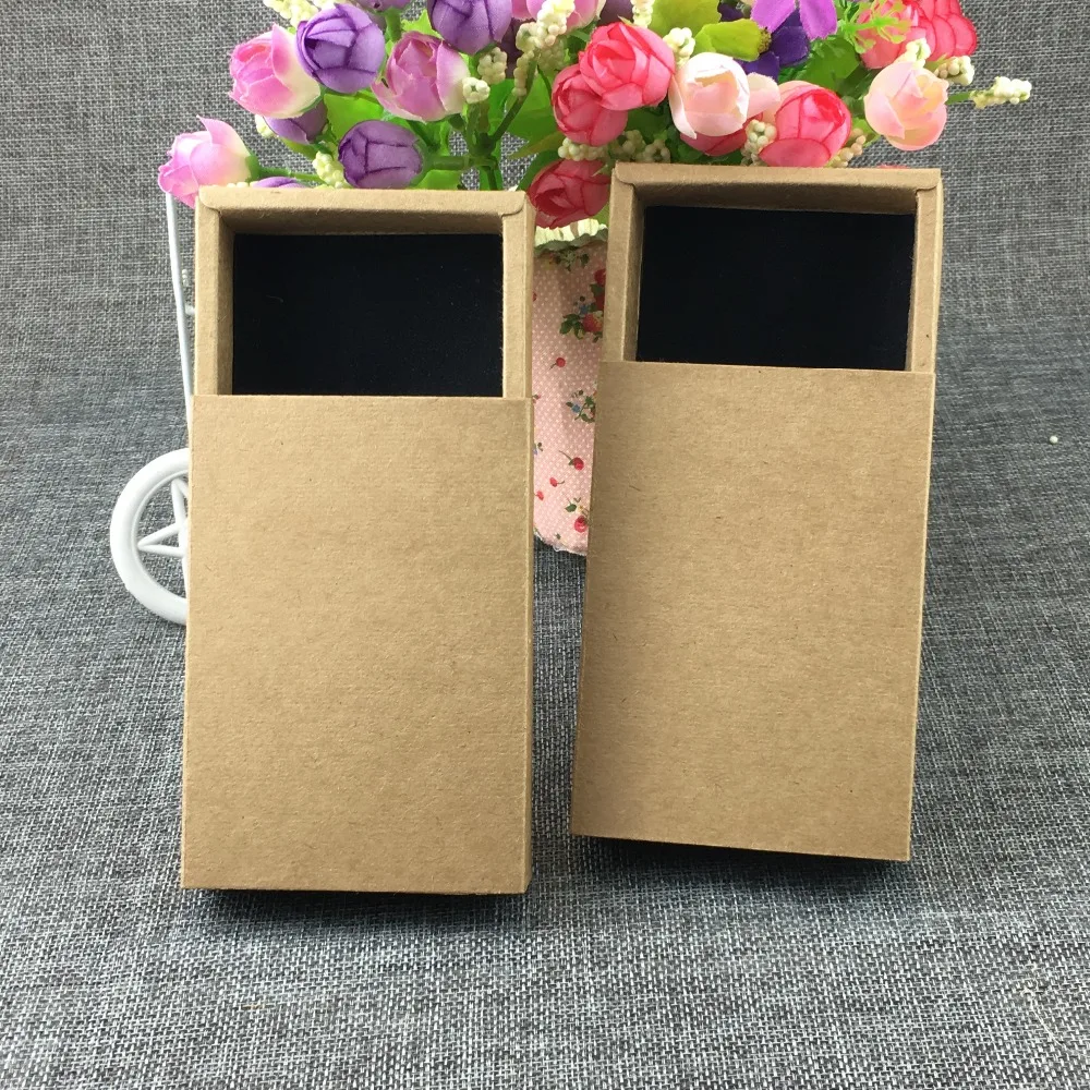 

50PCS Brown Kraft Drawer Boxes Paper Gift box Retail Crafts Drawer Box Blank Packaging Cardboard Boxes For match/lighte/Crafts