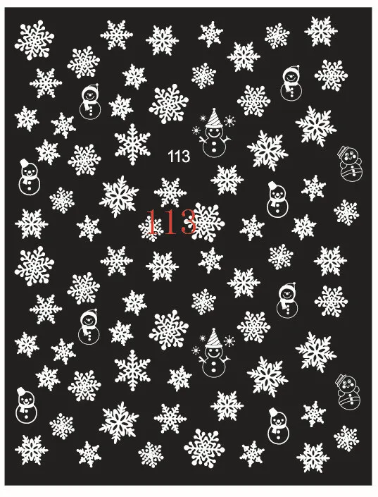 1 шт Рождественская белая Снежинка 3D стикер для ногтей Санта Клаус Олень шаблон клейкая переводная Наклейка Маникюр наклейки для ногтей - Цвет: 113
