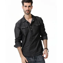 Long Sleeve Men’s 2017LEFT ROM Men Shirt Fashion Slim Business Casual Male S-3XL Size Top Black Blue Two Pockets High Quality