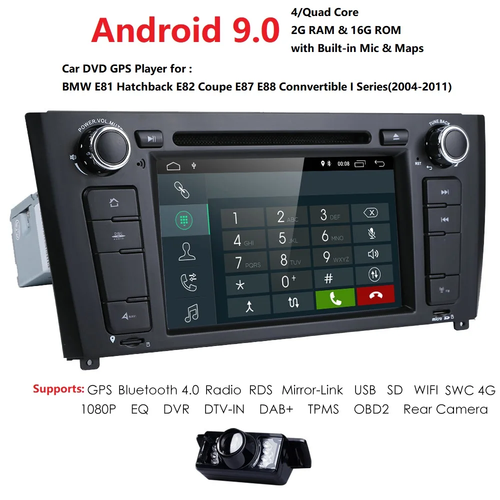 Cheap 1 Din Android 9.0 GPS Car DVD Player For BMW 1 Serie E87 E81 E82 E88 I202004 2005 2006 2007 2008 2009 20102011 screen Navigation 4