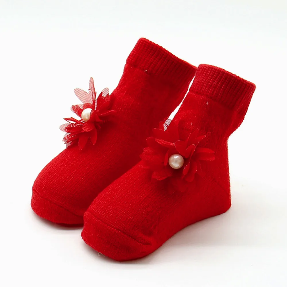 Модные удобные милые хлопковые носки с цветочным рисунком для маленьких девочек Теплые носки до щиколотки