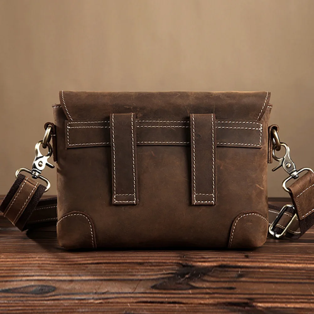 Мужской портфель Crazy Horse из натуральной воловьей кожи на плечо с пряжкой|buckle bangle|bag