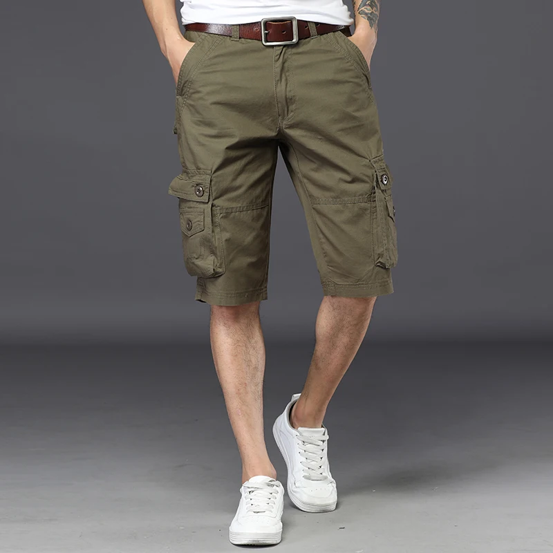 

2019 summer new style business casual men's casual shorts multiple pocket buttons high quality cotton large size loose shorts