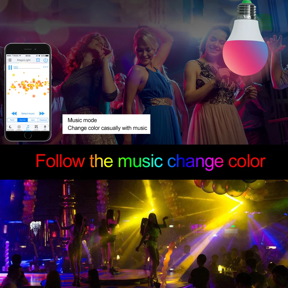 XUNATA wifi-патрон, умный свет лампы с регулируемой яркостью многоцветный E27 B22 светодиодный лампа работает с Amazon Alexa Google помощник APP беспроводной