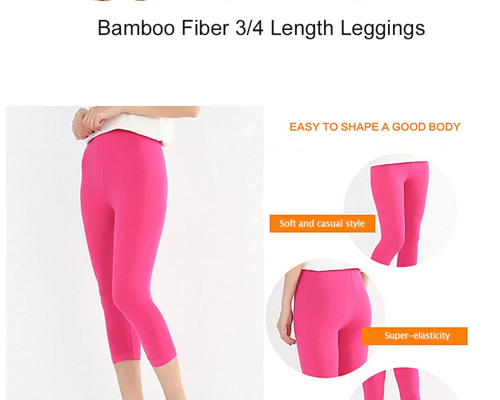 Women Pants Workout Slim Leggings Plus Size Capri Legging High Stretch Casual Bamboo Fiber Leggings Pants Basic Leggings Women yoga pants for women