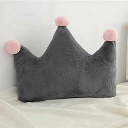 Искусственный кроличий мех корона Сердце Луна Звезда Треугольник Форма плюшевая подушка полностью набитый искусственный кроличий мех подушка для женщин девочек - Цвет: Grey crown L
