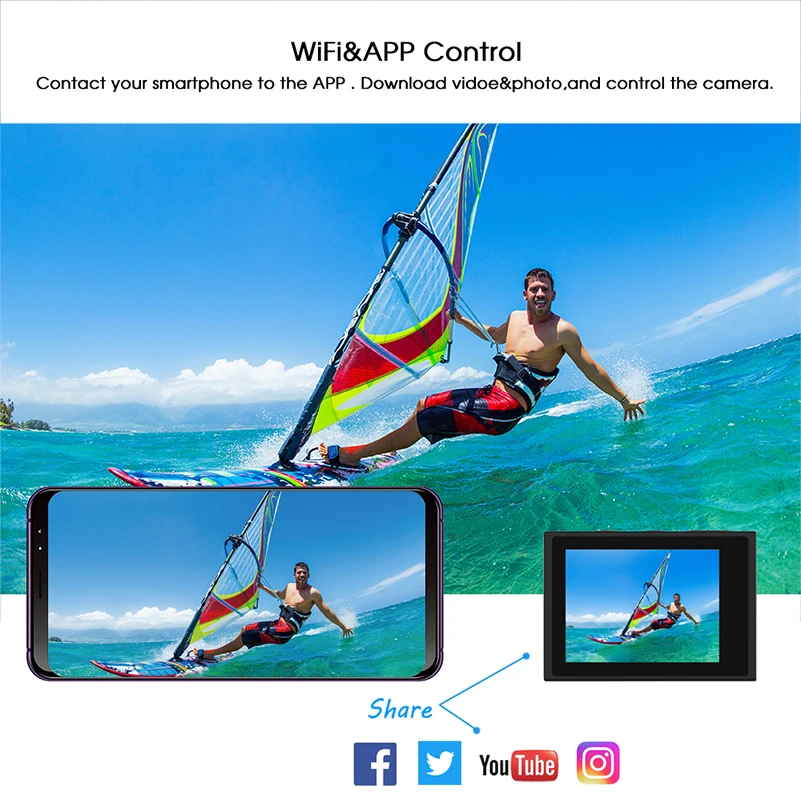 LeadEdge LE7000 Экшн камера 4K 30FPS 20MP EIS внешний микрофон WiFi Водонепроницаемая для шлема Pro