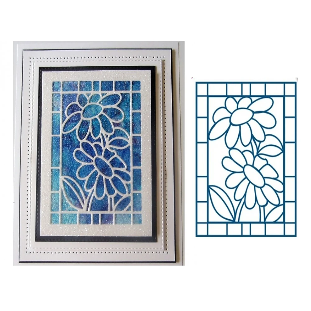 

HamyHo Metal Cutting Dies Sunflower Background Frame Stencils for DIY Scrapbooking Crafts Embossing Paper Cards Making New 2018