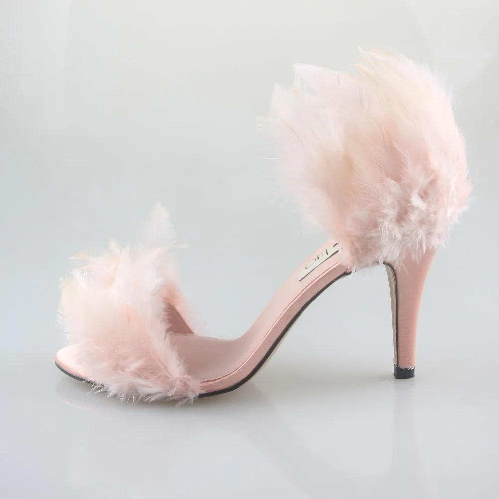 CHS296/DHL; женская обувь ручной работы на высоком каблуке с белыми перьями; Свадебная обувь для невесты; женские босоножки D'Orsay на высоком каблуке; модельные туфли