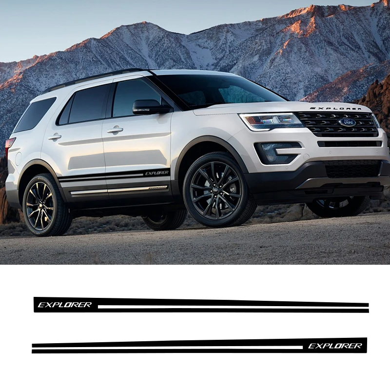  2 PCS Explorer Car Side Stripes Side Skirts Graphics Vinyl Sticker Decals Racing Sport Car Stickers