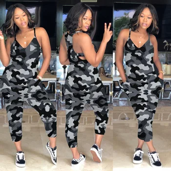 

Colorful Camouflage Print Off Shoulder Women Sleeveless Strapless Outfits Casual Women Jumpsuits