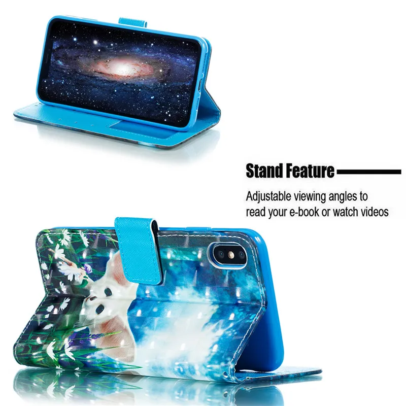 3D флип-кожаный чехол для Coque iphone 7 8 XS MAX чехол для iphone 6 6S 7 8 Plus X XR чехол-кошелек Чехол-подставка для телефона чехол s