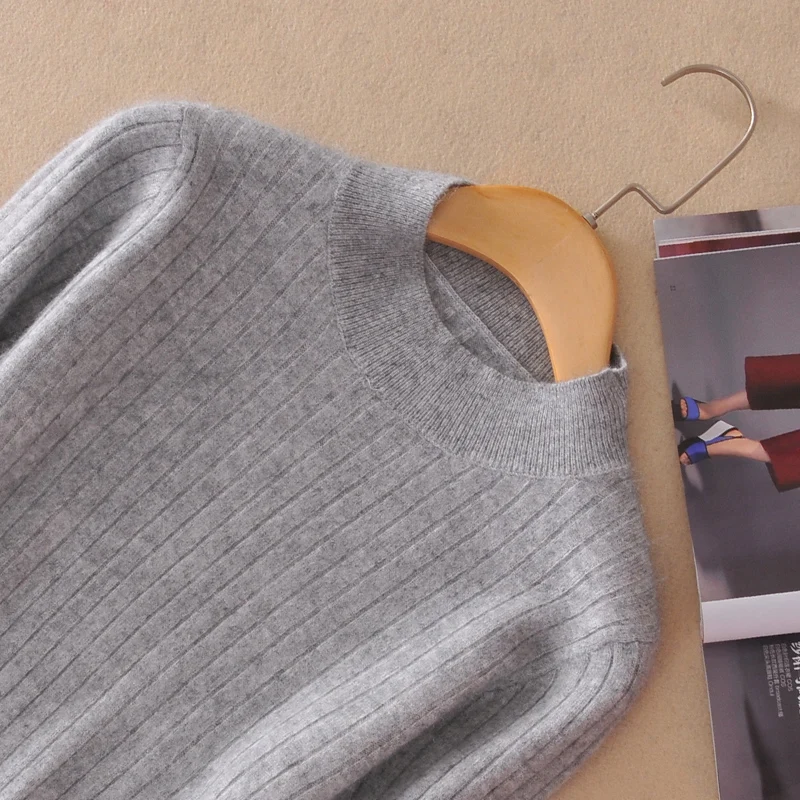 New high quality cashmere sweater round neck solid color loose large size casual comfort close soft sweater breathable warm