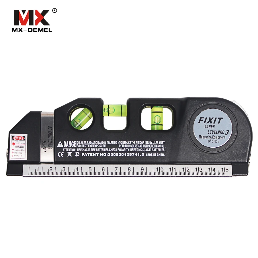 MX DEMEL Laser Level Horizon Vertical font b Measure b font 8FT Aligner Standard Metric Rulers