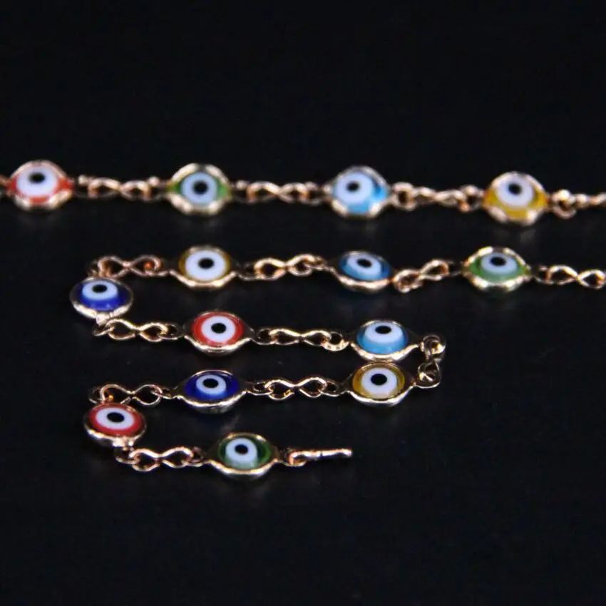6 мм Смешанные сглаза бусины, выполненные в технике Lampwork розарийная цепь, красочные капельные масла стеклянная монета бисера металлическая золотая цепочка Подвески свитера цепи ремесла