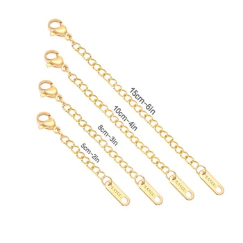 

LUXUSTEEL Set Gold Color Extender Chains Necklaces 8pcs/sets Stainless Steel Necklace DIY Jewelry Accessories Wholesale