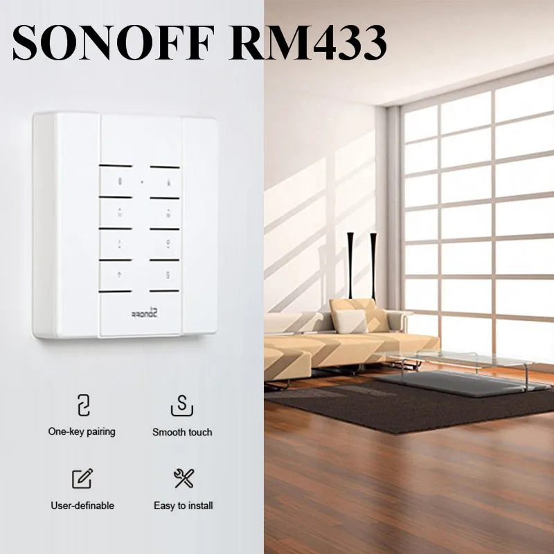 

SONOFF RM433 8 Keys Multipurpose Custom 433 MHz RF Remote Controller Works with SONOFF RF/Slampher/4CH Pro/TX Series/RF Bridge