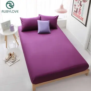 

100% Cotton Fitted Sheet With An Elastic Band 19 Solid Colors Bed Sheets Linen Bedspread Mattress Cover