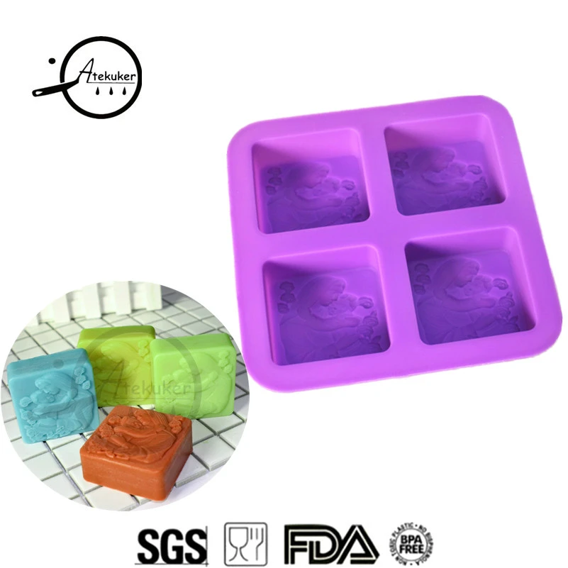 

Atekuker Mom Baby Silicone Mold For Soap Making Square Shape Handmade Soap Mold Silicone Soap Form