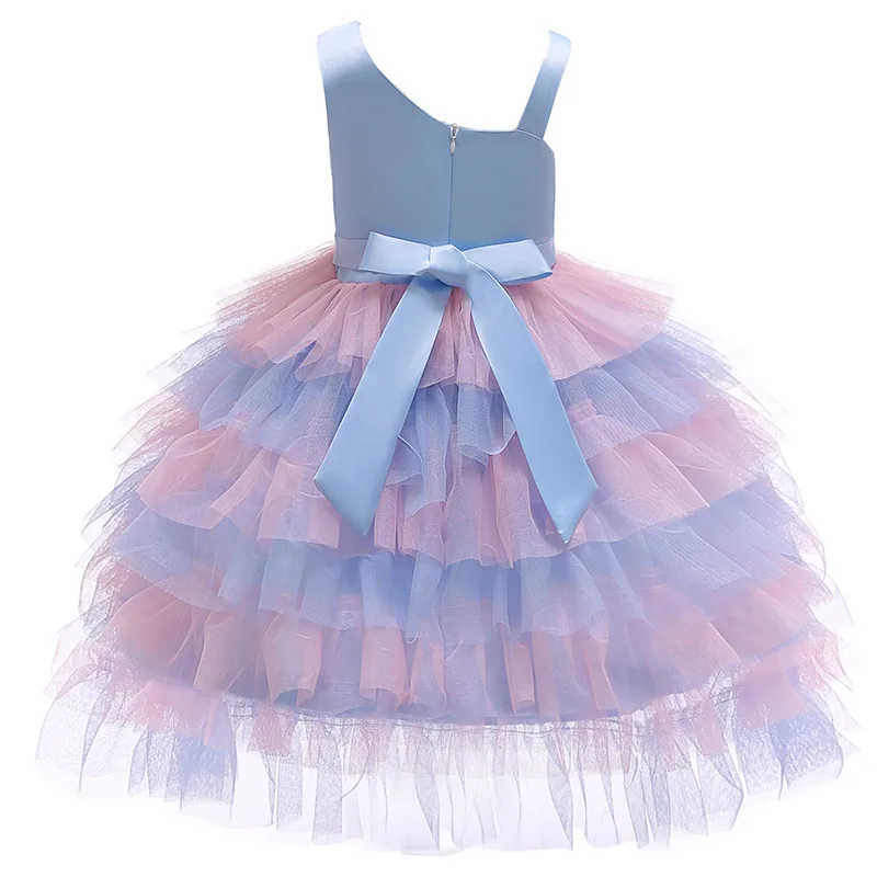 2019 Summer Elegant Flower Baby Girls Sling Dress Children Party Evening Dresses For Girl Vestidos Kids Princess Belt Ball Gown  (2)