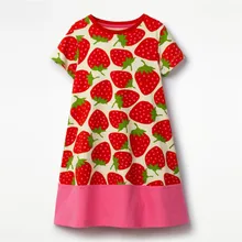 Новинка; платья трапециевидной формы для маленьких девочек; детская с коротким рукавом; летнее платье с принтом клубники для девочек; Лидер продаж; летняя одежда