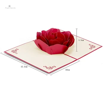 

3D Pop up Rose Thank You Greeting Postcards Flower Handmade Blank Vintage Paper Laser Cutting Happy Birthday Love Gift Card