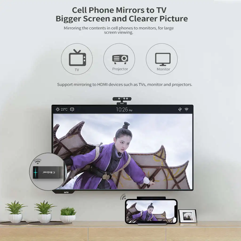 ТВ-палка Mirascreen Wifi 2,4G/5G Дисплей ТВ-ключ 1080P Miracast Airplay отзеркаливание DLNA к HD ТВ для ios Android Crome D4 D7 D5