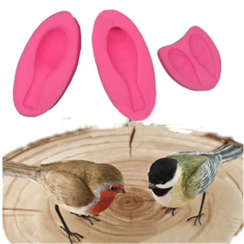 Cute 3D Bird Fondant Cake Decorating Tools Sugarcraft Silicone Mold Kitchen Baking Gumpaste Chocolate Moulds JD688 | Дом и сад