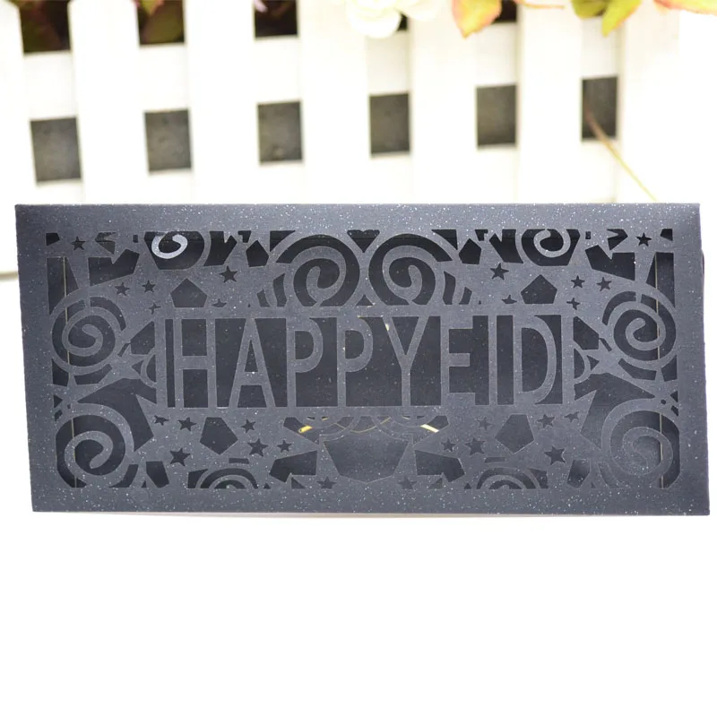 Золотые металлические конверты для денег Happy Eid laser cut|Подарочные сумки и упаковка|