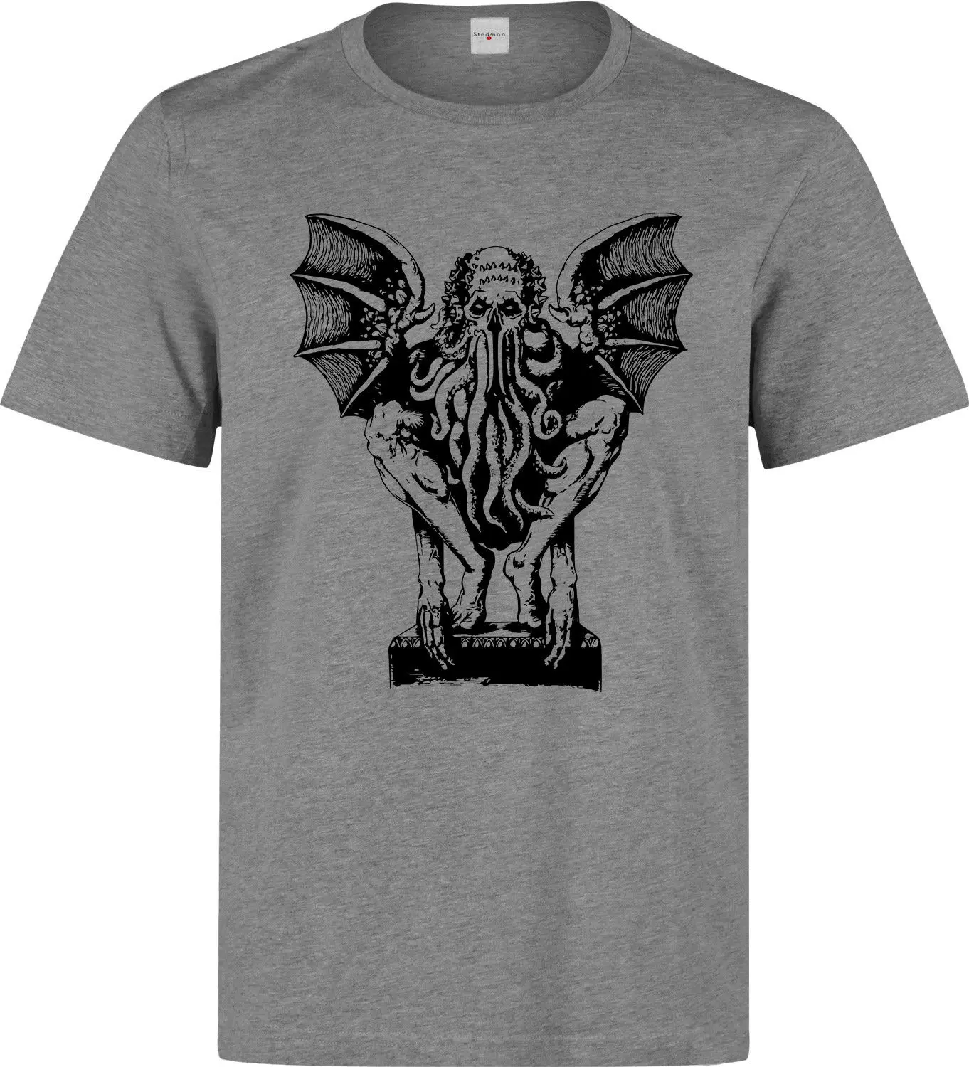 Cthulhu H.P. Мужская серая футболка Lovecraft Eldritch из 100% хлопка |