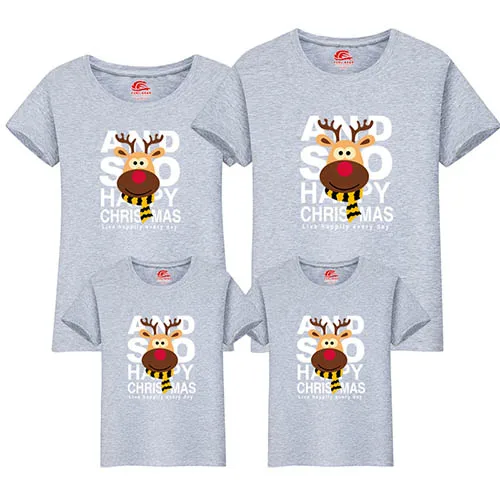Рождественская футболка с оленем Одинаковая одежда для семьи «Мама и я»; комплекты футболок Семейный комплект для мамы, папы и сына одежда для мамы и дочки - Цвет: gray