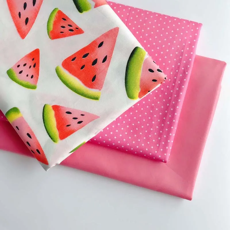 160cm 50cm Cotton Cloth Fruit Red Watermelon Pink Dots Solid Brick
