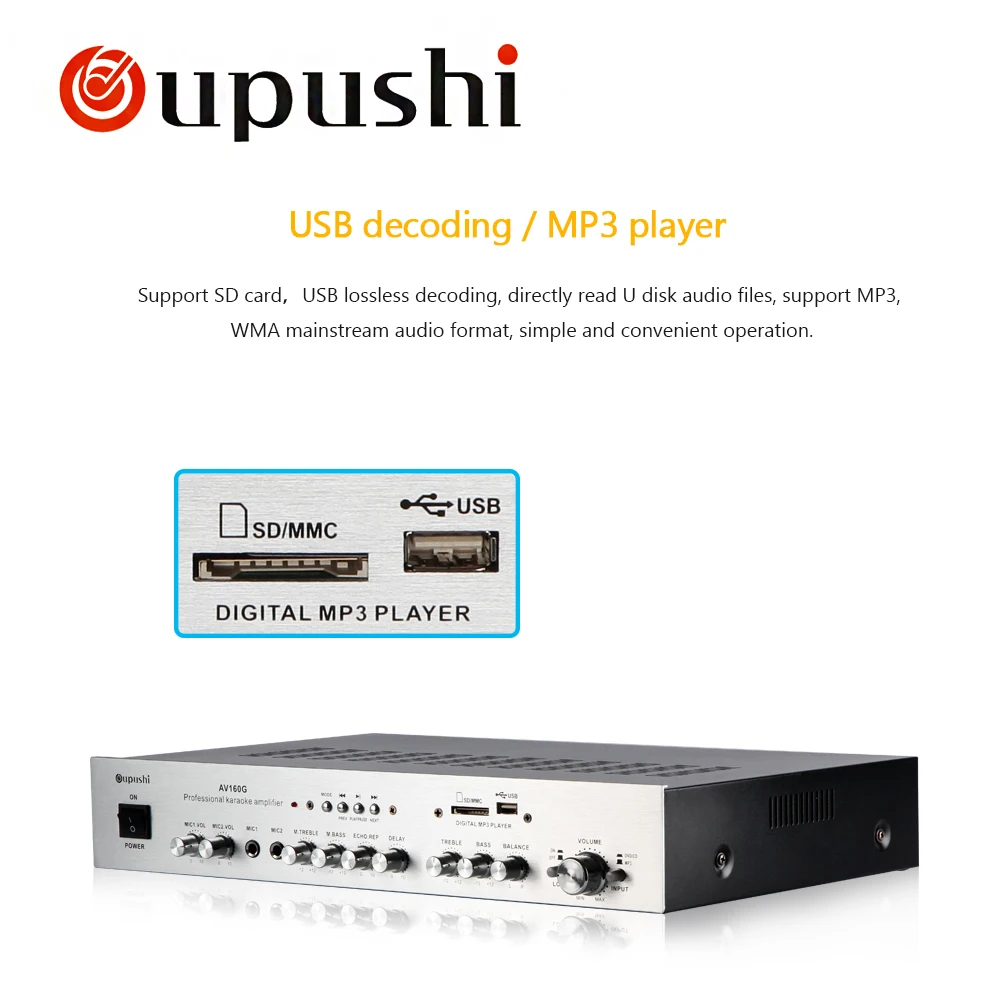 Oupushi AV160G Hifi стерео аудио усилитель домашний караоке с Bluetooth 5 1|amplifier with bluetooth|stereo audio