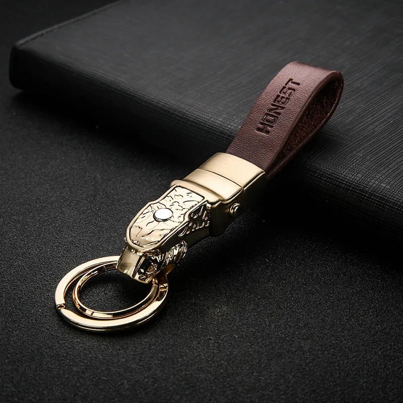 Высококачественная Мужская леопардовая цепочка для ключей, автомобильный брелок для ключей, брелок ювелирный мешок, подвеска из натуральной кожи, светодиодный подарок - Цвет: A