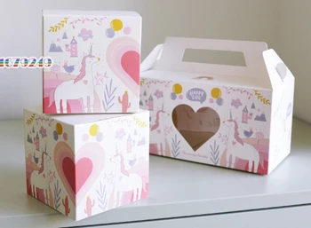 

Pink heart-shaped cake Box macarons,Biscuits,candies Pancakes boxes pastry packaging boxes 100 pieces/lot