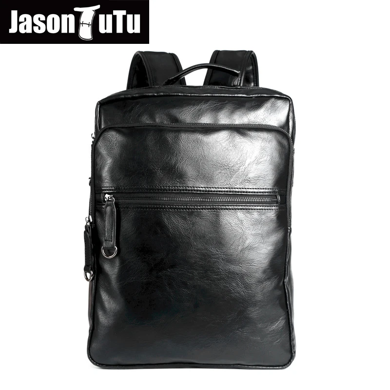 

JASON TUTU 2017 Good quality Black PU leather men backpack laptop backpacks for teenage school bags Mochilas Para Hombre B534