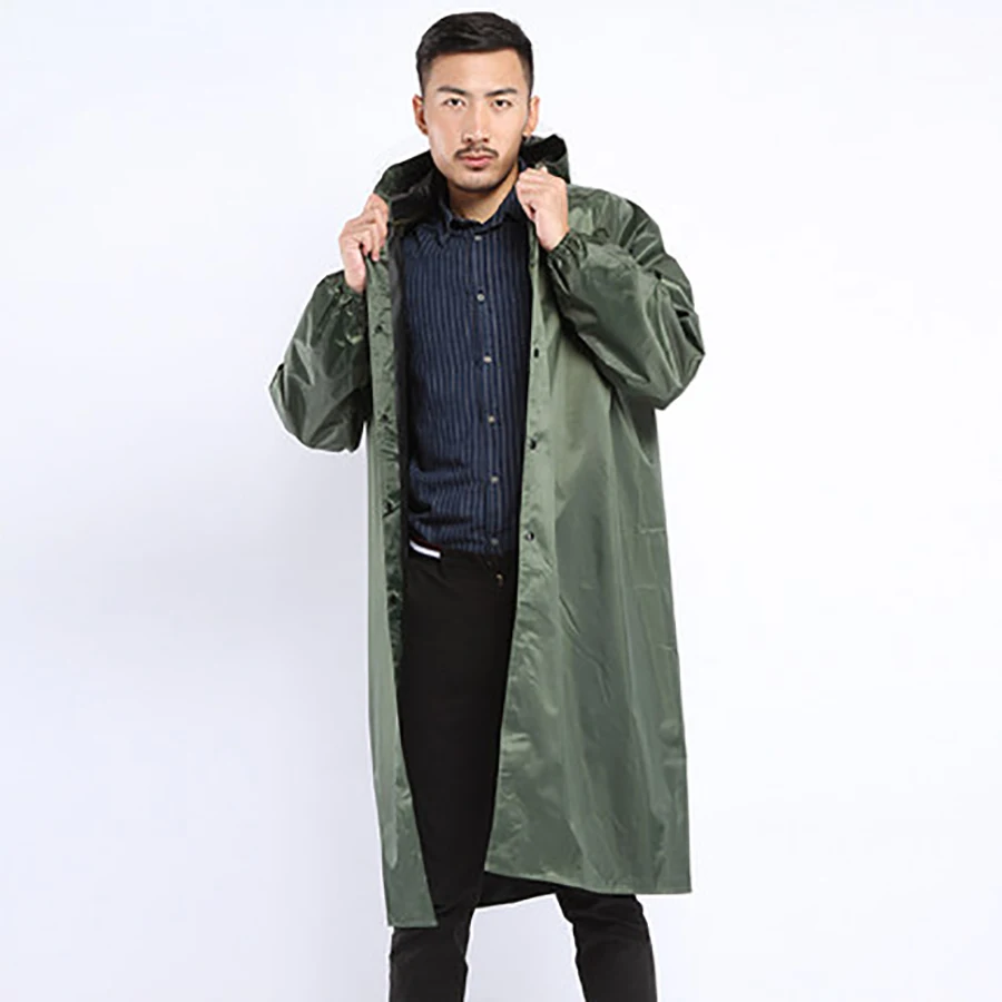 

Breathable Raincoat Long Green Cover Rain Coat Men Reflective Windbreaker Poncho Hat impermeable lluvia Waterproof Coat LZO232