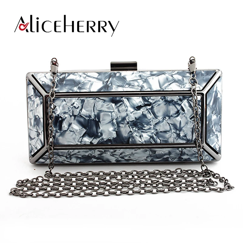 

New 2018 Luxury Women Purse and HandBag Acrylic Black/Blue/Pink Female Party Make Up Box Dinner Bag Hasp Shoulder Evening Bag