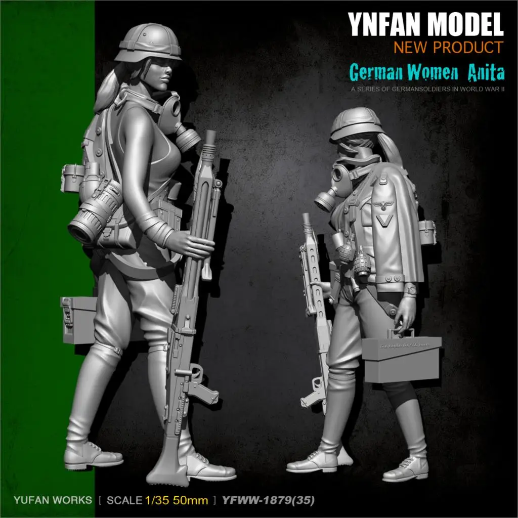 YuFan модель 1/35 Смола Наборы женский пулеметчик Смола Солдат YFWW35-1879