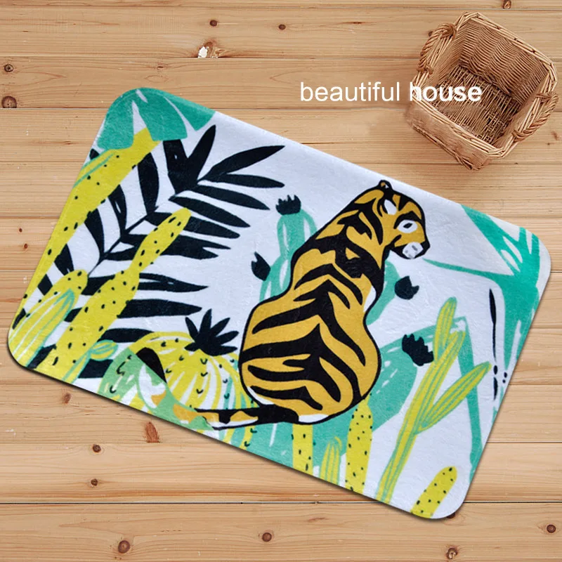Добро пожаловать, напольные коврики, ковер, Мультяшные тропические листья, тигровый принт, коврики для спальни, кухни, ковры, коврики для гостиной, противоскользящие, Tapete