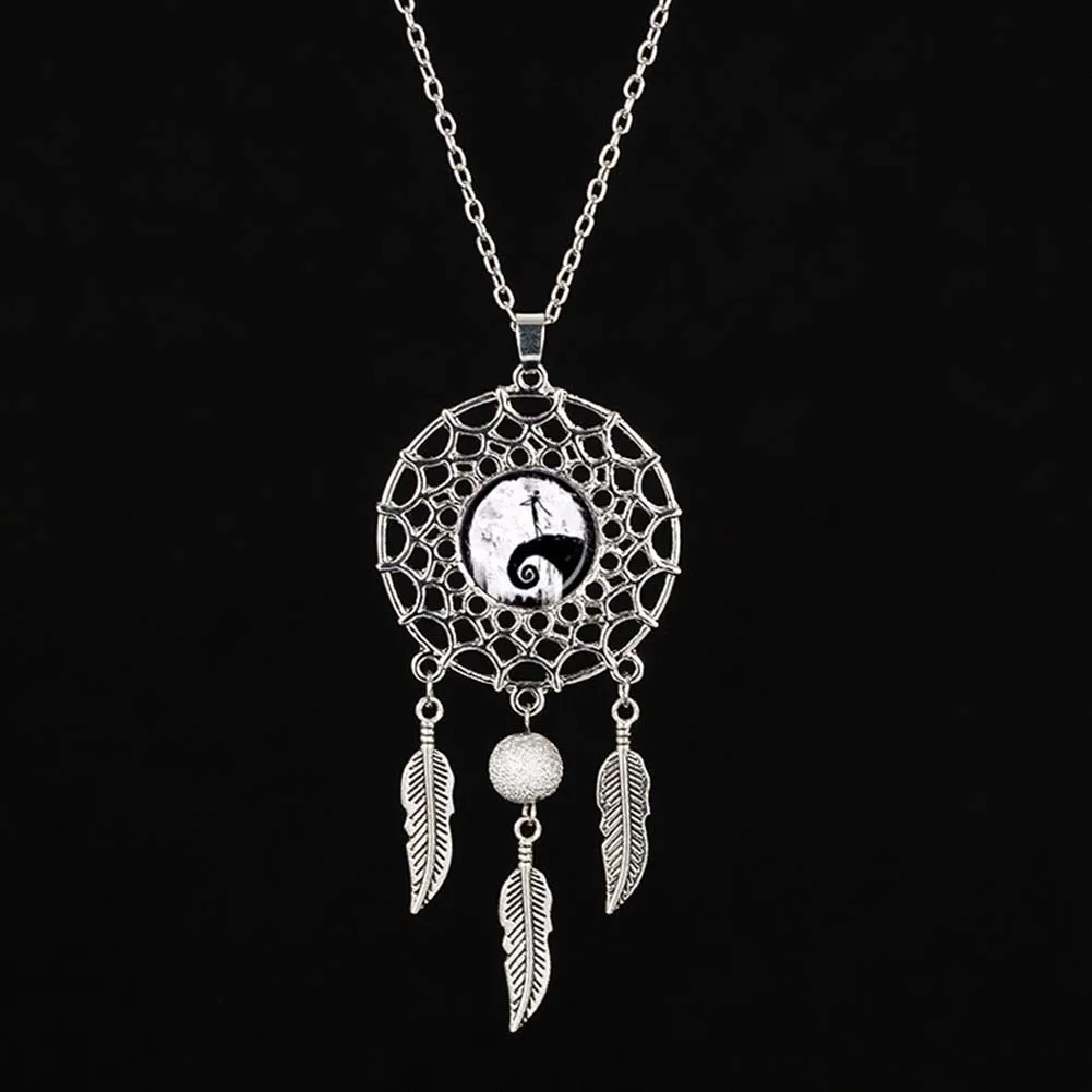 Flying Witch Necklace Halloween Witch Pendant Dream Catcher Jewelry