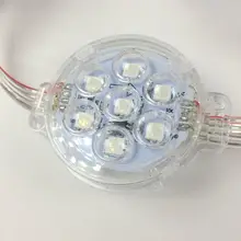 50 мм диаметр; DC24V; адресуемый; rgb полный цвет; IP68; Светодиодный пиксельный модуль; с прозрачными линзами; 7 шт. 5050 светодиодов; 1,5 Вт