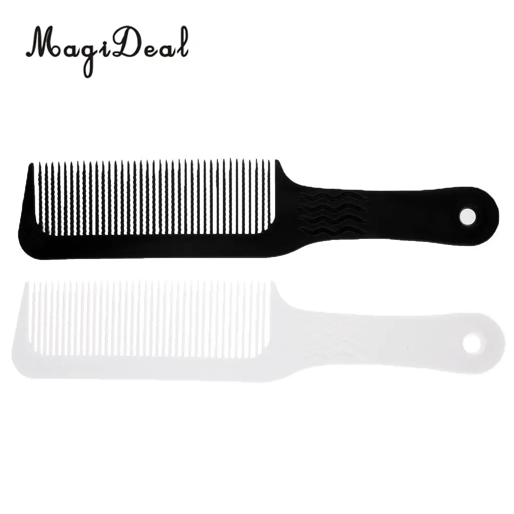 2pcs Plastic Clipper Barber Hair Cutting Styling Combs for Blending Tapering Flat Tops- 9.3inch Black White