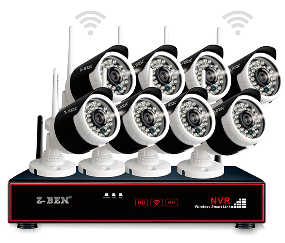 Z BEN 2 4G 8CH беспроводная wifi Камера Наборы для наблюдения 720 P 1.0MP водонепроницаемая IP