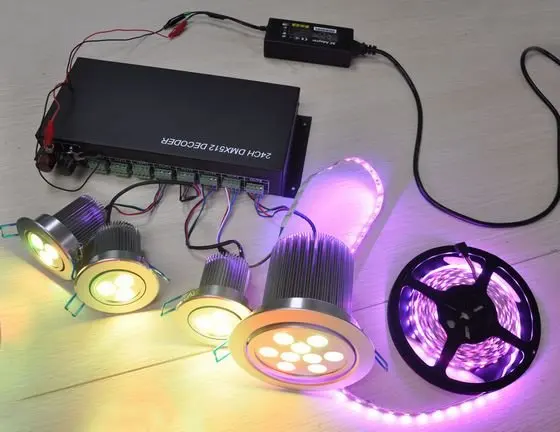 Многоканальный 3CH* 8 способ(24 канала), DC12-24V светодиодный RGB DMX 512 Декодер контроллер для светодиодный RGB панель с лампочками свет, розничная