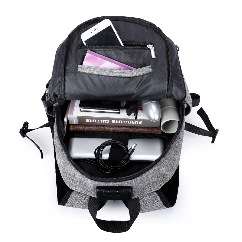 LUKATU Men USB Charging Backpack Anti Theft Password Locks Bag With Headphone Plug Business Travel Bag|backpack with|charging backpackmen backpack |