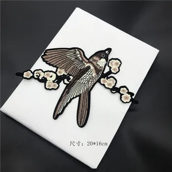 

10pairs(20pcs) Flowers bird Patches Iron On Or Sew Fabric Sticker For Clothes Badge Embroidered Appliques DIY