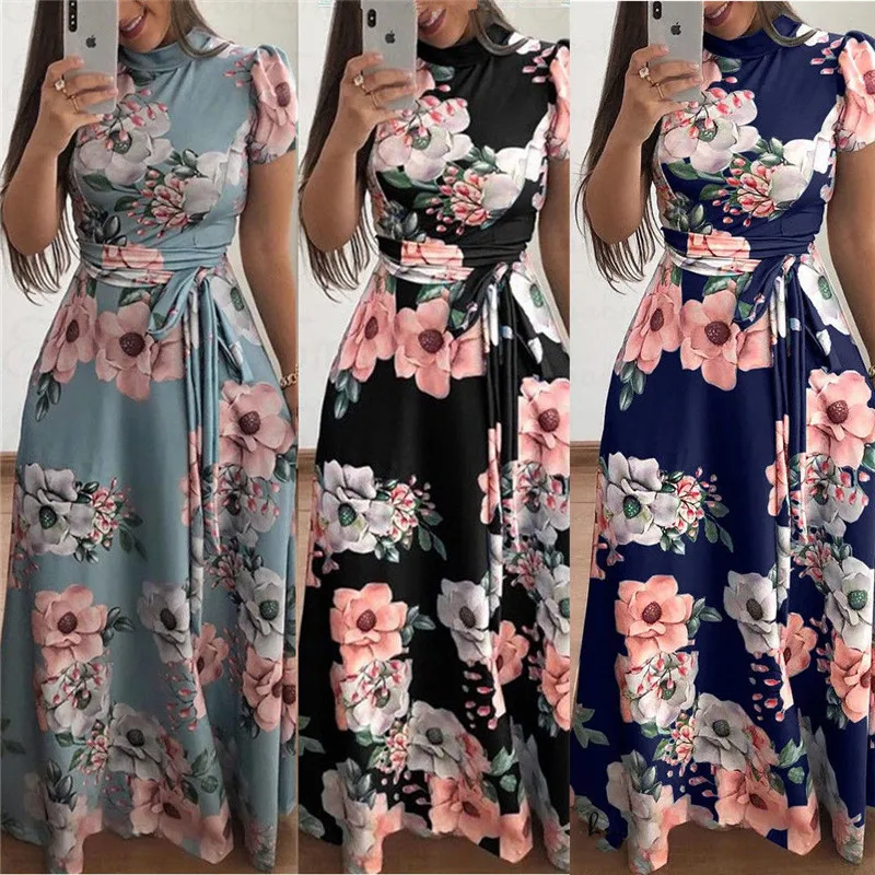 S XL элегантное женское платье летнее 2018 с цветочным принтом макси модное
