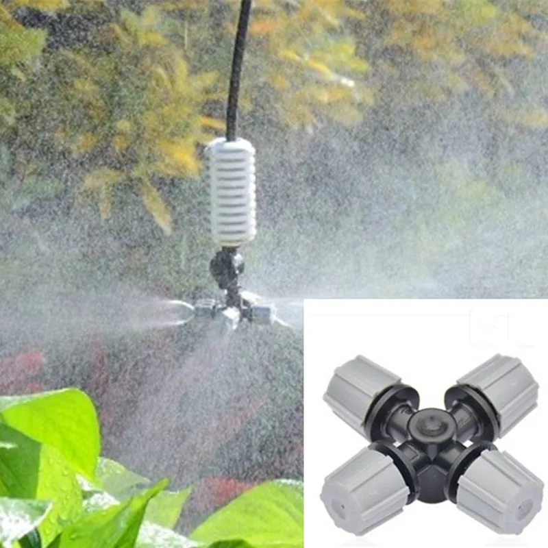 Cross Fogger Misting Sprinkler Four Ways Fog Nozzles Sprayer For